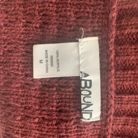 Women’s Textured Knit Pullover Sweater Maroon Burgundy Long Sleeve Scoop Neck M - Picture 3 of 3